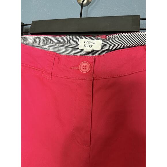 Crown & Ivy Pink Pants Women's Size 8 Skinny Cotton Coastal Grandma Vacation - Picture 4 of 9